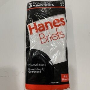 Hanes Men's Classic White Briefs Sz 32 Underwear 3 Pack 1992 USA Vintage SEALED